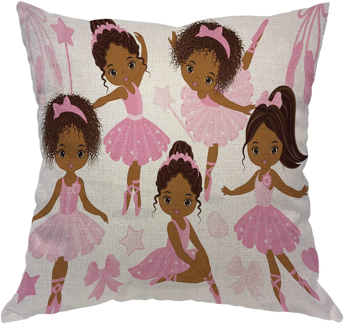 African American Ballerinas Pillow Cover Bows And Ballet Shoes Pillow Cases