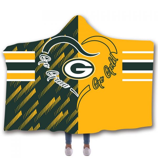 Green Bay Packers Hooded Blankets – Green Bay Packers Series Yellow Fleece Hooded Blanket