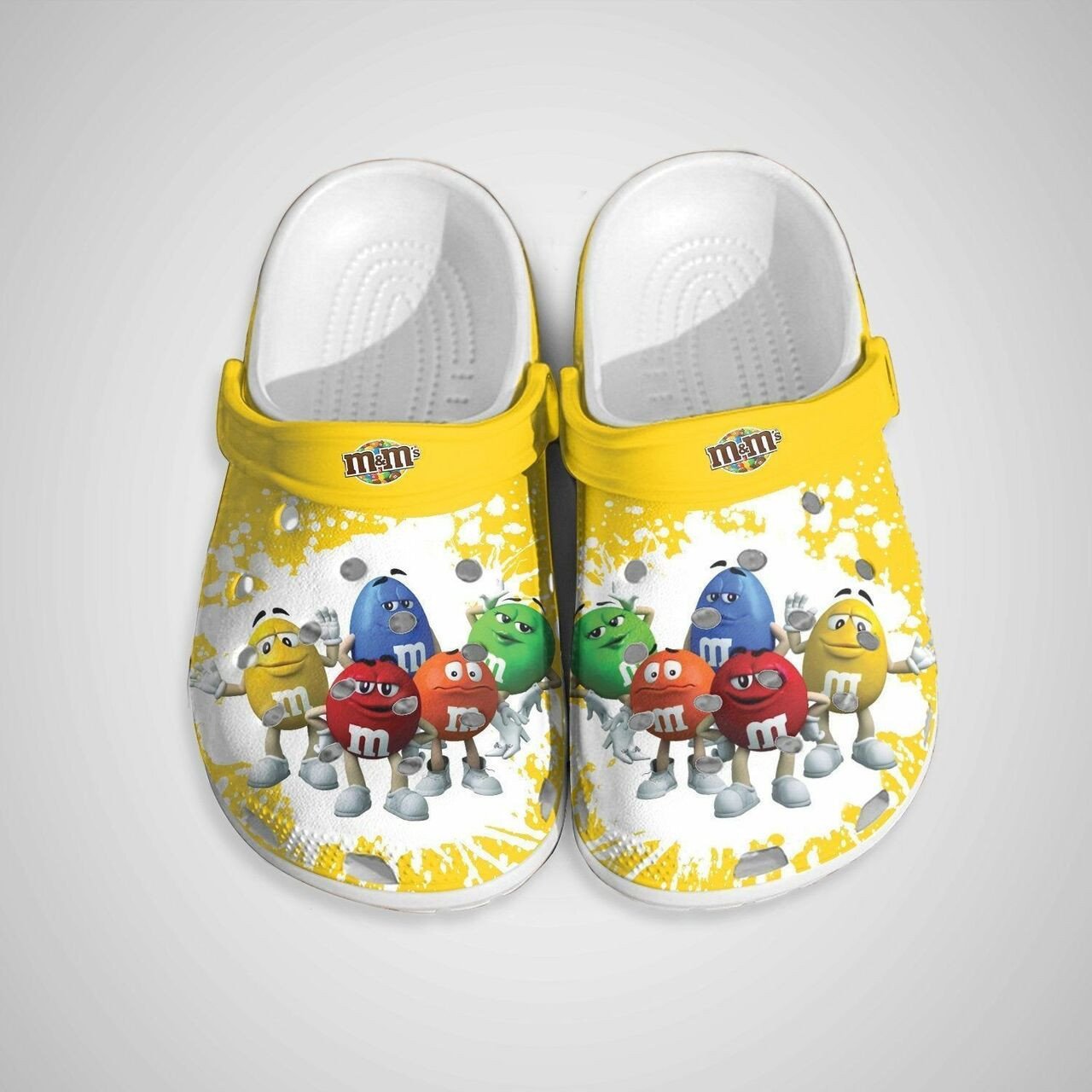 M&M Candy Team On Yellow Pattern Crocs Crocband Clog Comfortable Water Shoes