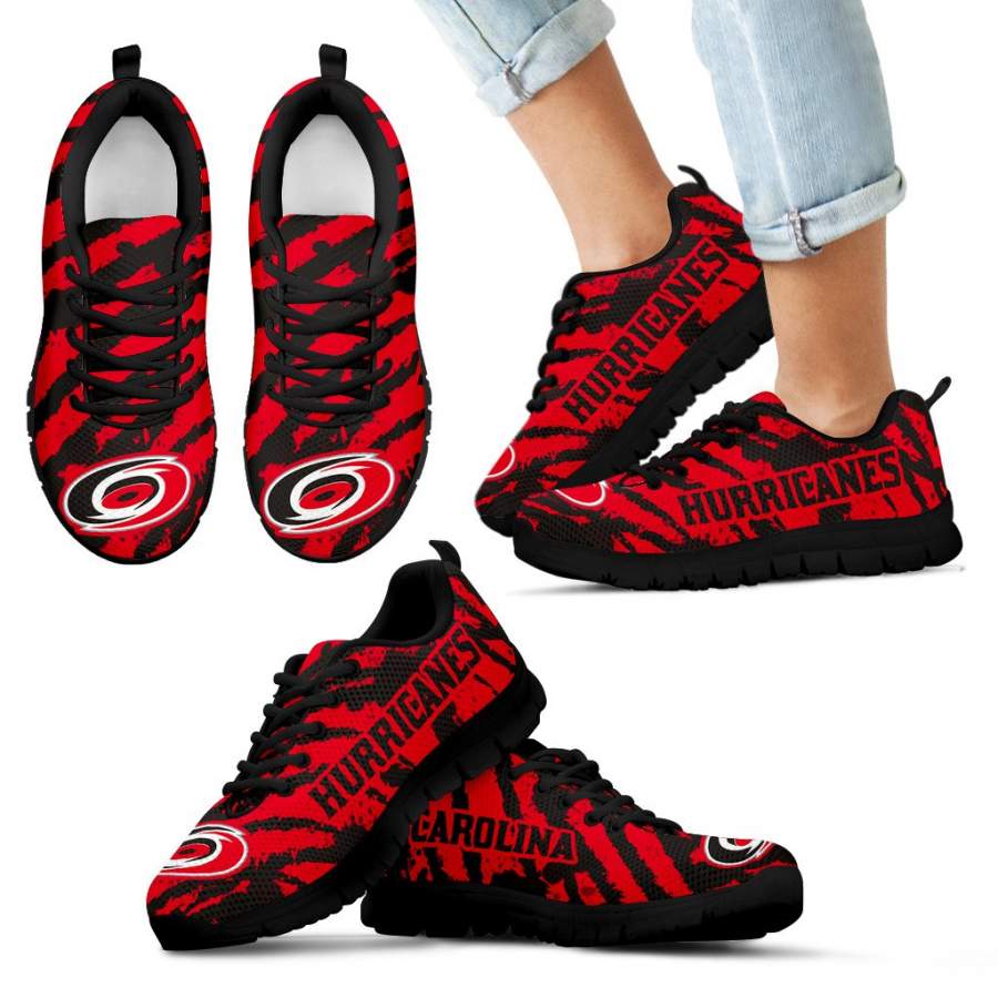 Stripes Pattern Print Carolina Hurricanes Sneakers V3