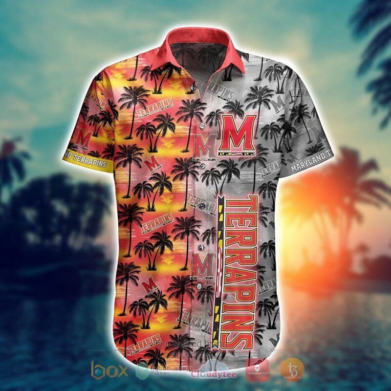 NCAA Maryland Terrapins Coconut Tree Red Yellow Hawaiian Shirt