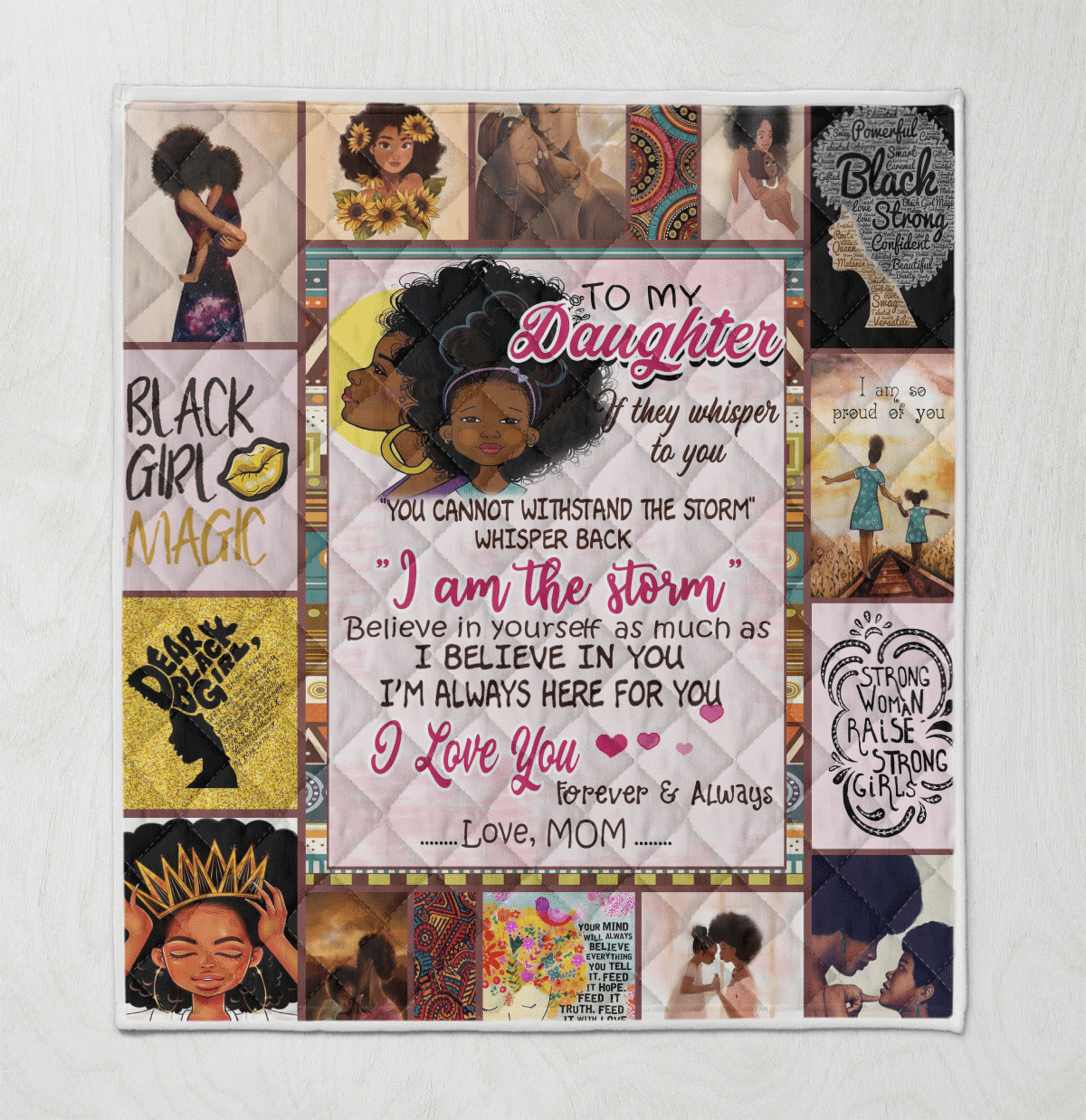 To My Daughter Black Girl Magic Quilt Blanket