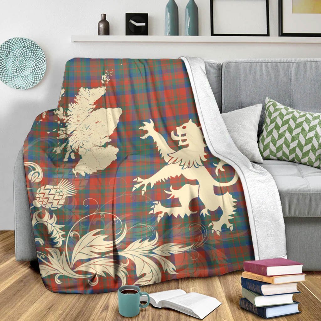 Tartan Blanket Matheson Ancient Tartan Scotland Lion Thistle Map Plaid Blanket