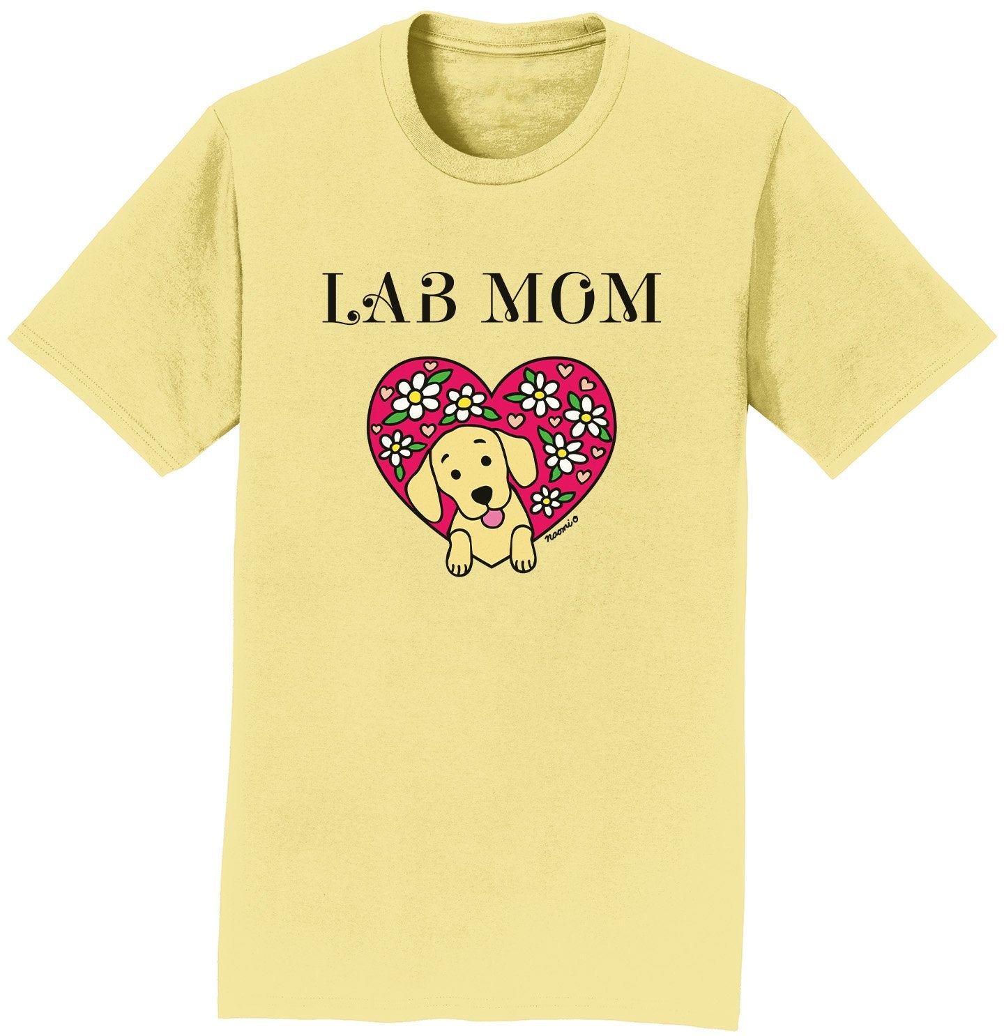 Flower Heart Yellow Lab Mom – Adult Unisex T-Shirt