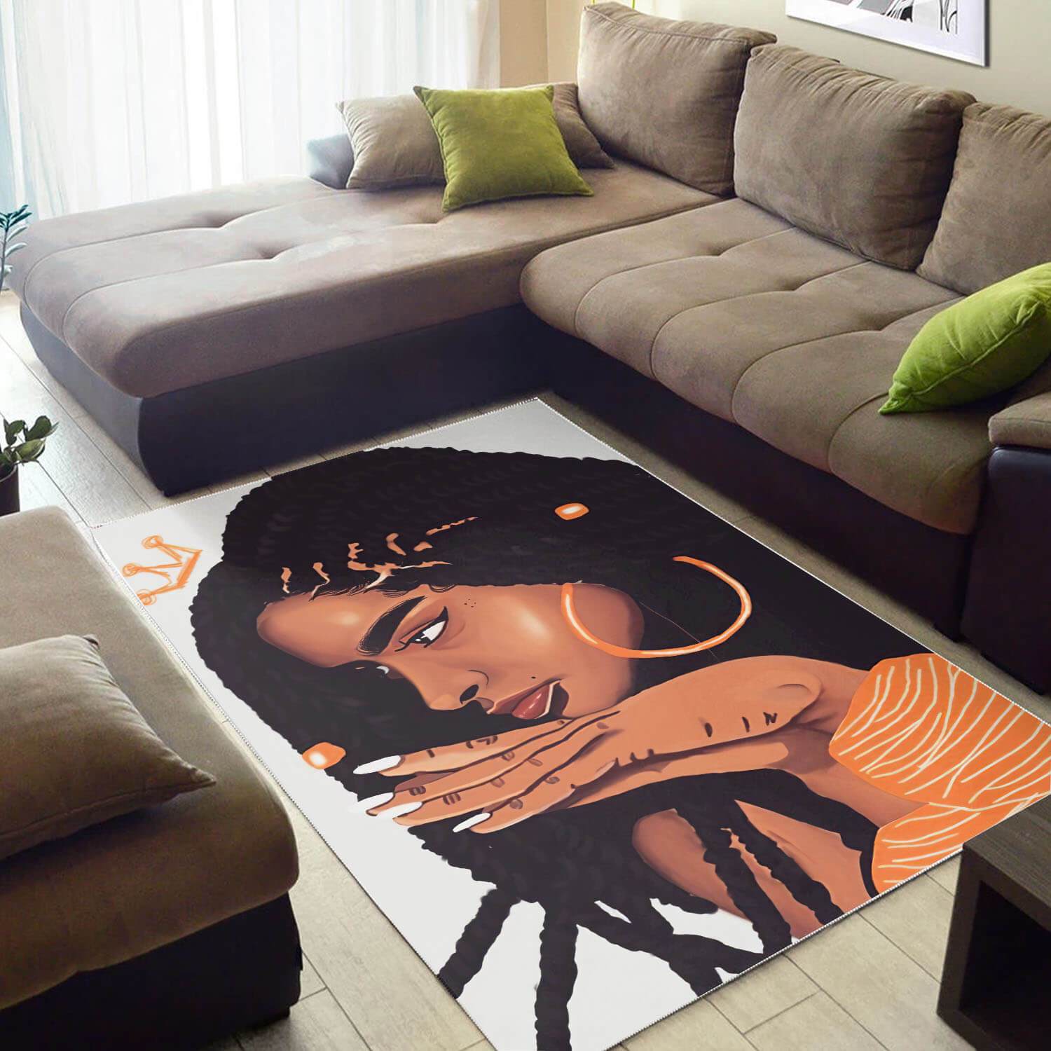 African Area Rug Beautiful Afro American Woman African Themed Area Rugs Modern Afrocentric Decor WBG25829