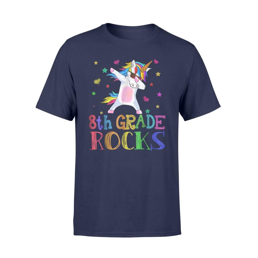 8th Grade Rocks! Funny Dabbing Unicorn Gift Teachers T Shirt