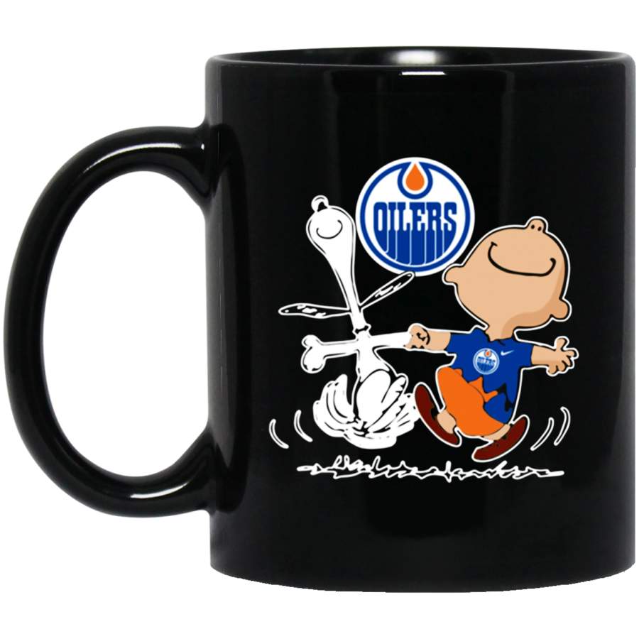 Charlie Brown & Snoopy Edmonton Oilers Mug 11 oz 15 oz Black Mug