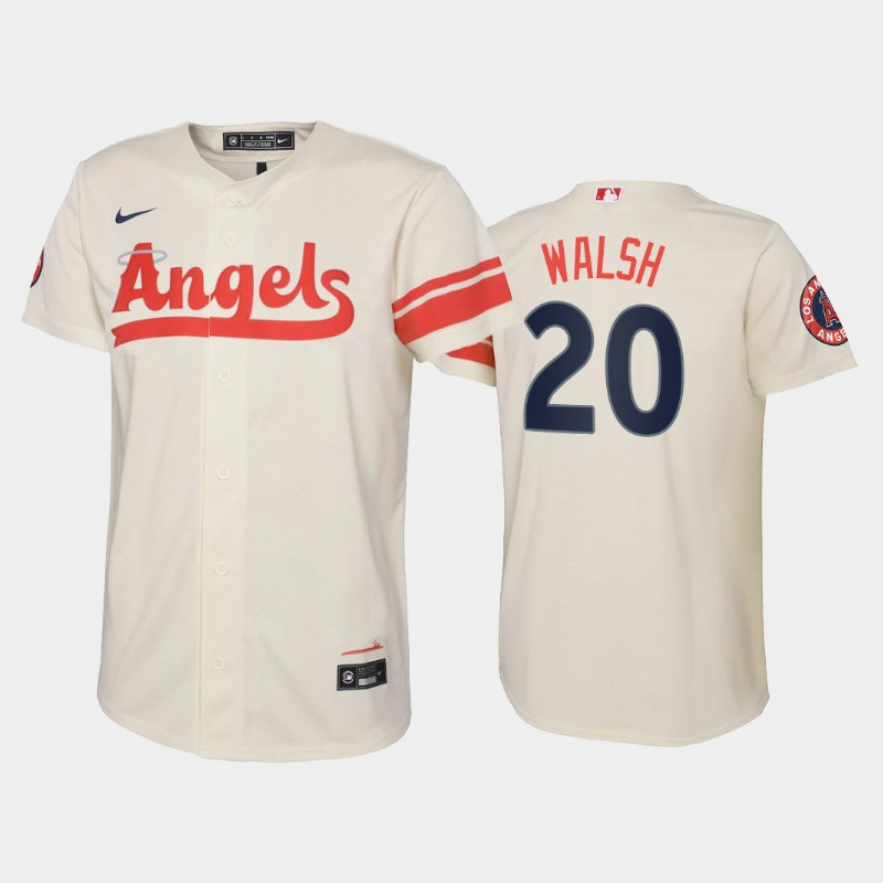 2022-23 City Connect Youth Los Angeles Angels Jared Walsh 20 Jared Walsh Jersey – Cream