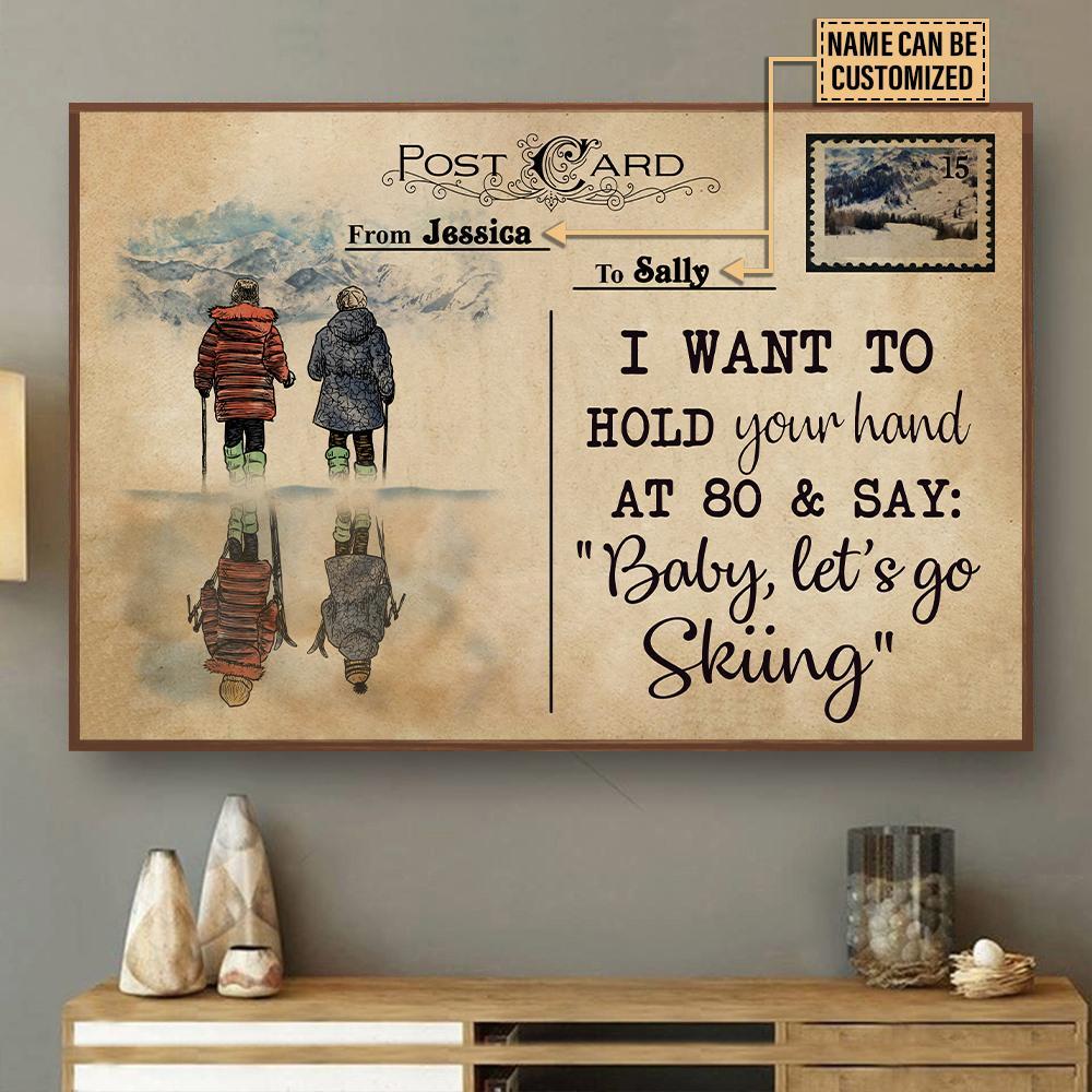 Aeticon Gifts Personalized Skiing Bestie Postcard I Want To Canvas Mom Dad Gift Home Decor