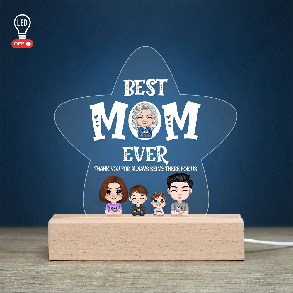 Best Mom Ever, Mom And Children Personalized 3D Led Light Wooden Base, Happy Mother’S Day