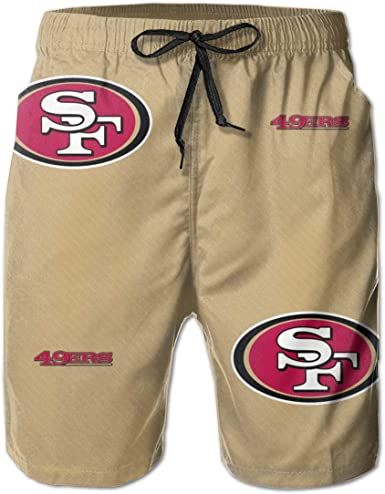 Mens 3D San Francisco 49Ers Solid Color Customized Logo Swim Trunks Beach Party Game Gifts Sports Swimming Short Pants 3D