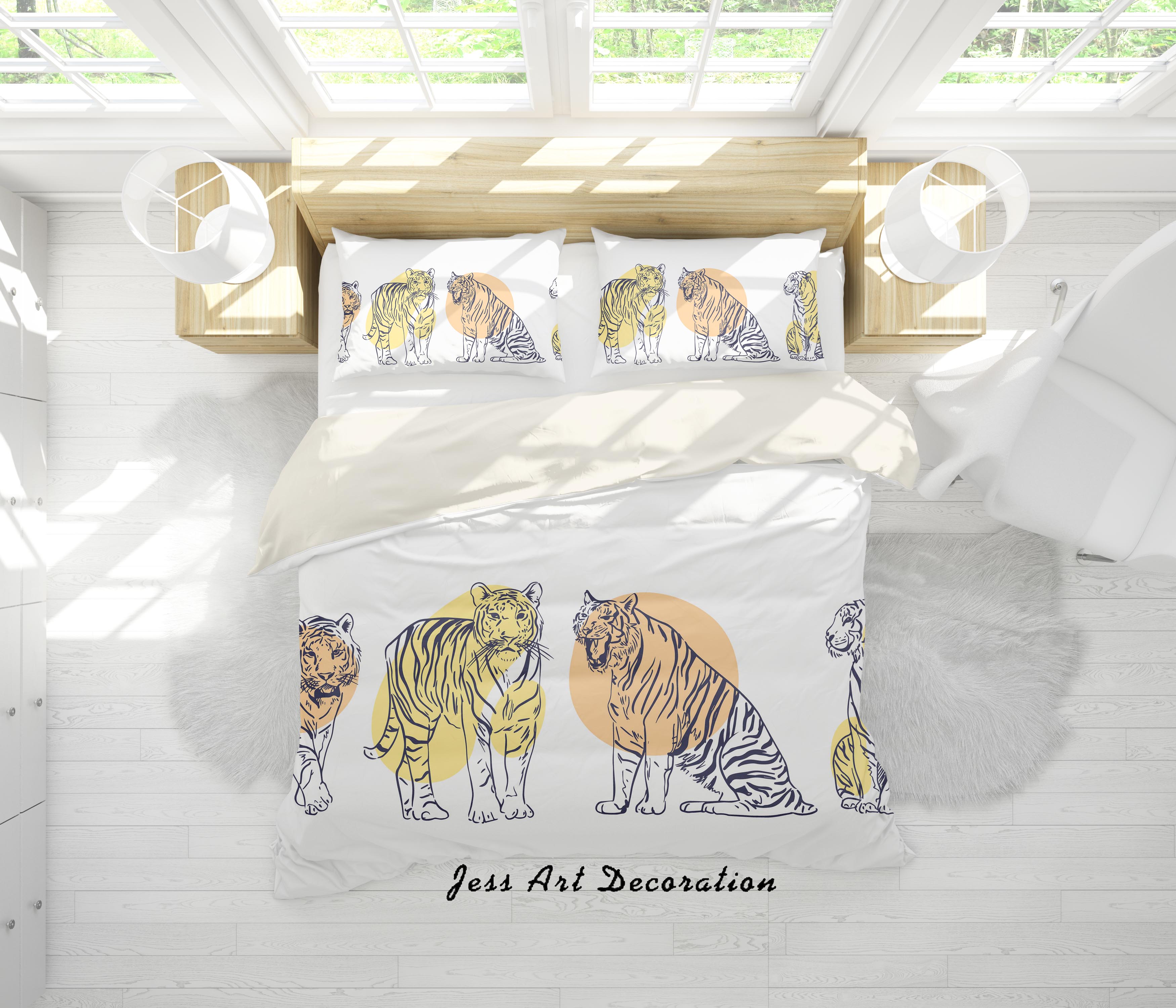 3D Sketch Tigers Quilt Cover Set Bedding Set Pillowcases 57