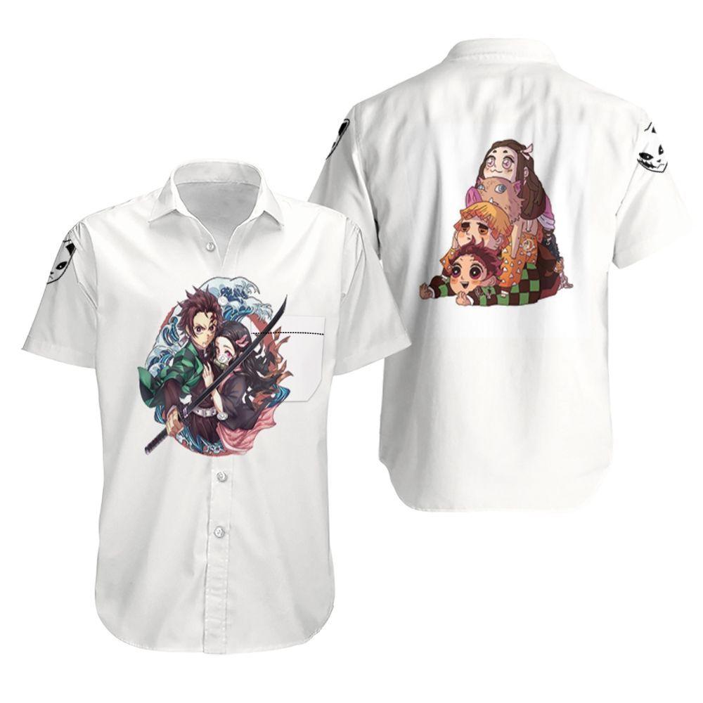 Beach Shirt Kamado Tanjiro Kamado Nezuko Grow Up Edition Kimetsu No Yaiba Hawaiian Shirt