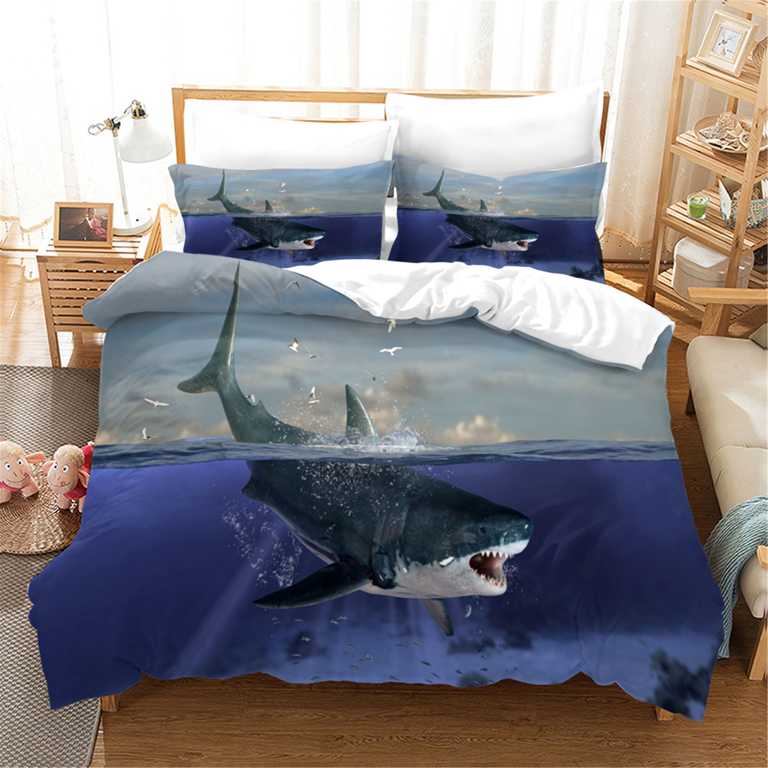 3D Blue Sea Shark Animal Quilt Cover Set Bedding Set Duvet Cover Pillowcases 47