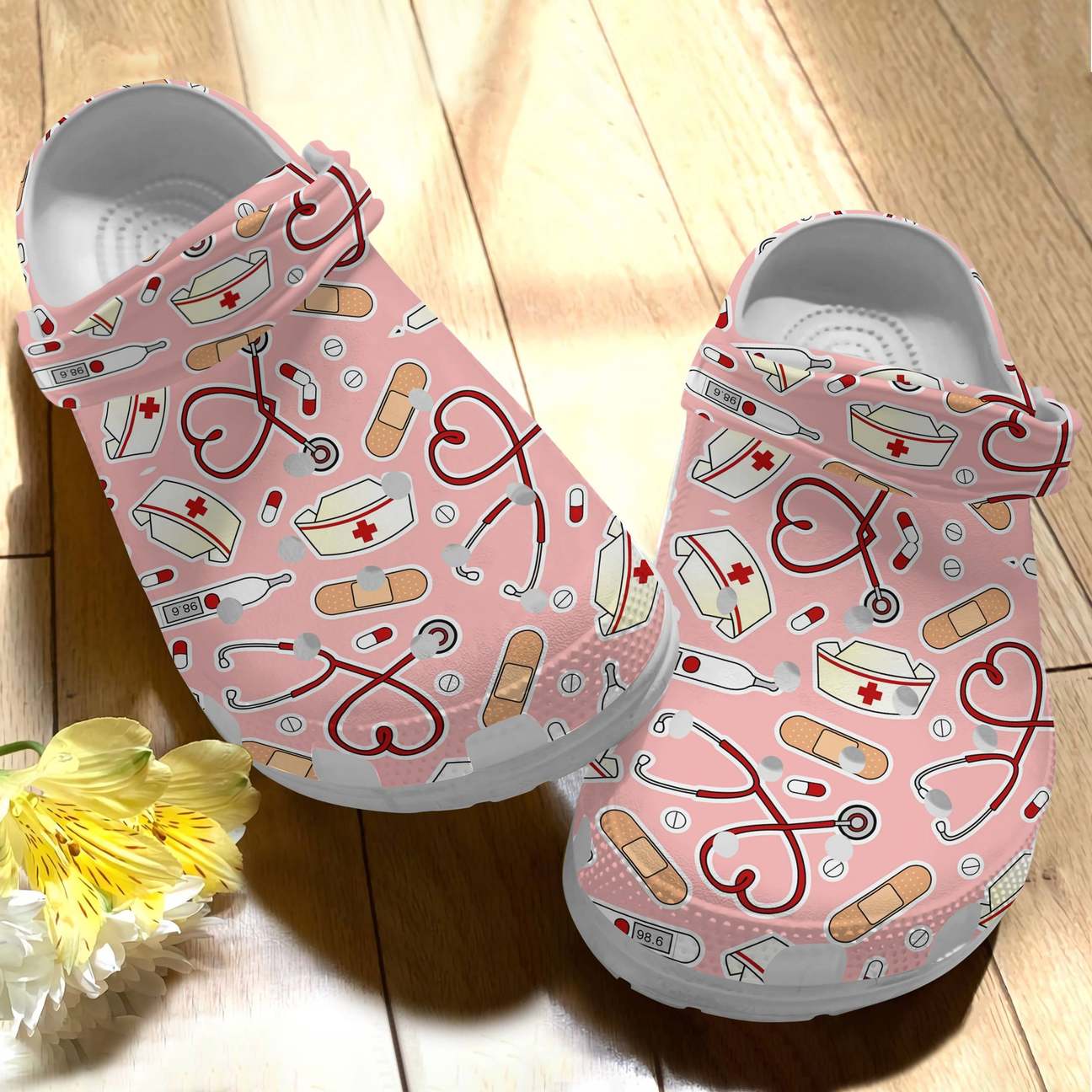 Nurse Personalize Clog, Custom Name, Text, Fashion Style For Women, Men, Kid, Print 3D Cute Pink