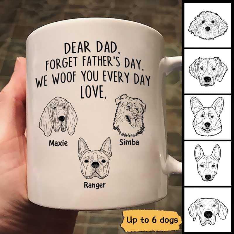 Forget Father‘S Day Dog Dad Dog Head Outline Personalized Mug