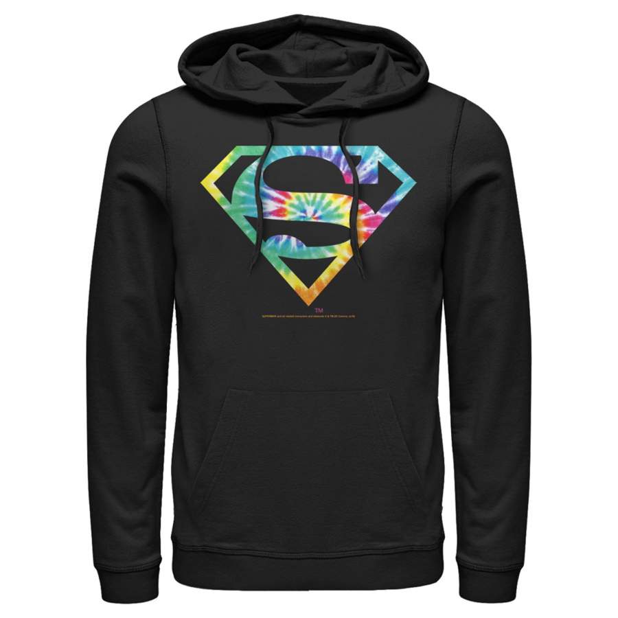 Superman Men’s Tie-Dye Shield Logo  Lightweight Hoodie