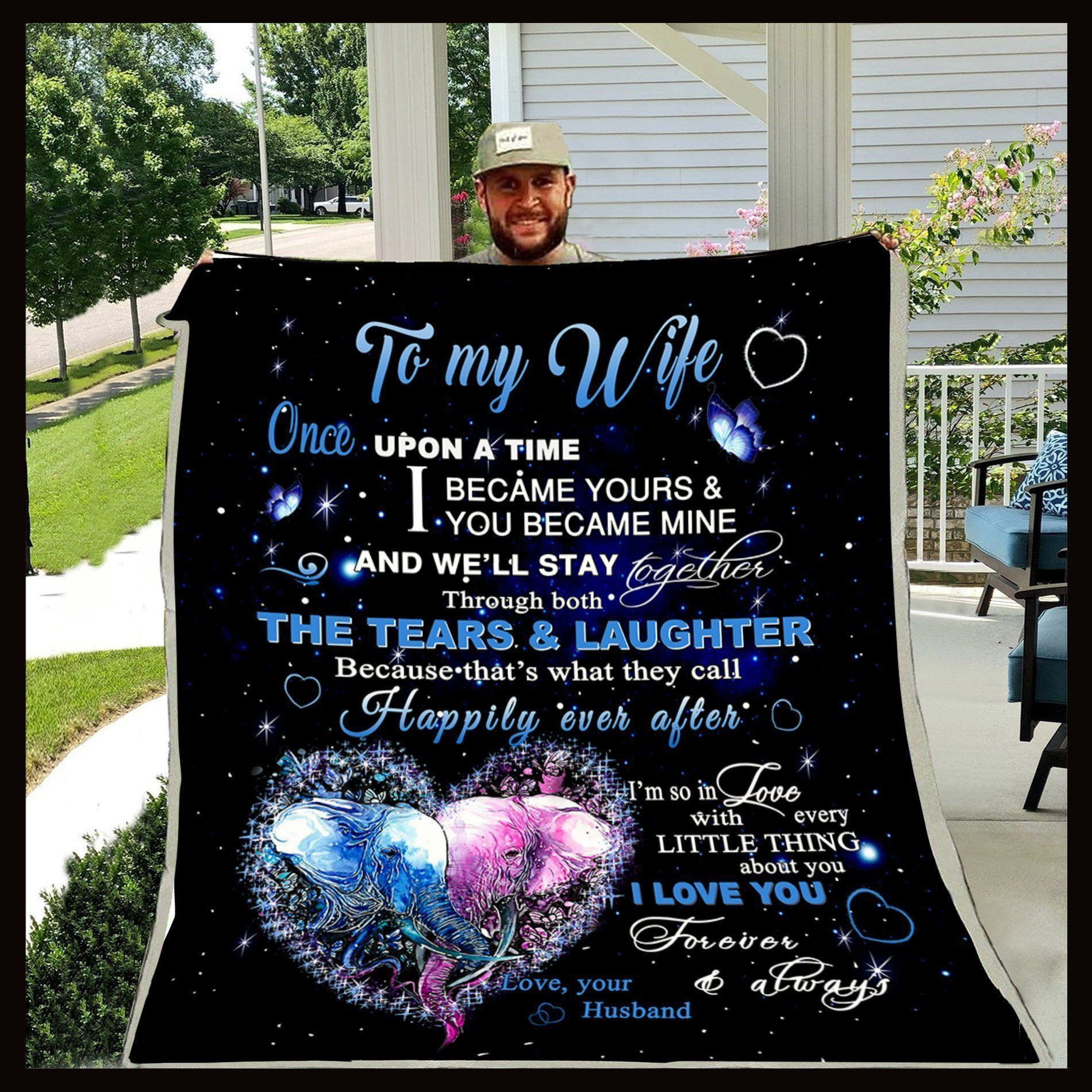 Personalized Elephant To My Wife From Husband We’Ll Stay Together Sherpa Fleece Blanket Great Customized Blanket Gifts For Birthday Christmas Thanksgiving Mother’S Day