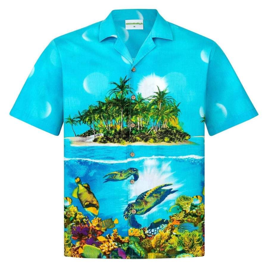 Tropical Turtle Island Hawaii Aloha Shirts Ha47095