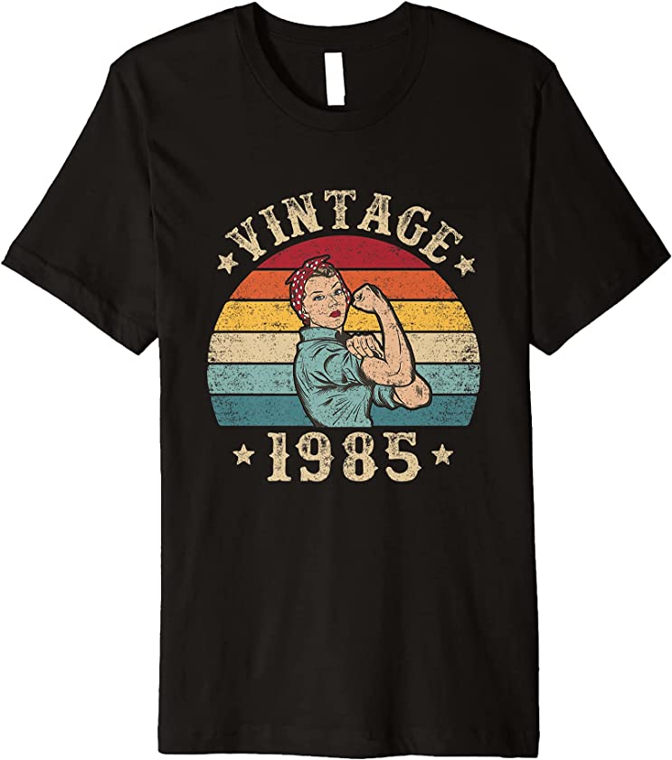 36th Birthday Gift Shirt for Women Retro Sun Vintage 1985 Premium T-Shirt