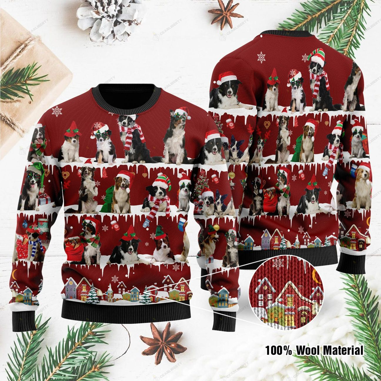 Border Collie Christmas Ugly Sweater | Unisex | Full Size | Adult | Colorful | US1073