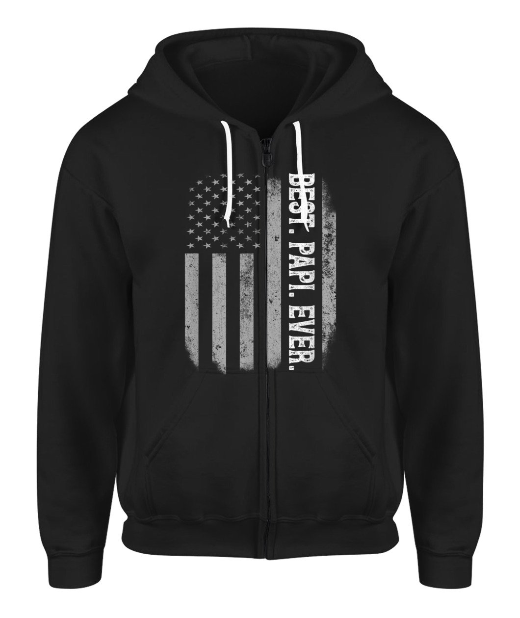 Best Papi Ever Vintage American Flag Father’s Day Gift Zip-up Hoodie for Men – Gift for Dad