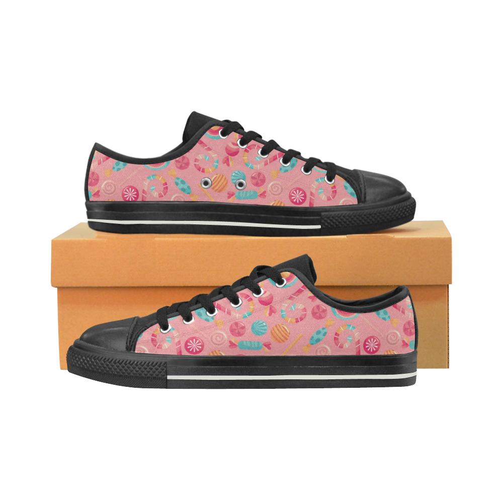 Colorful candy pattern Women’s Low Top Shoes Black