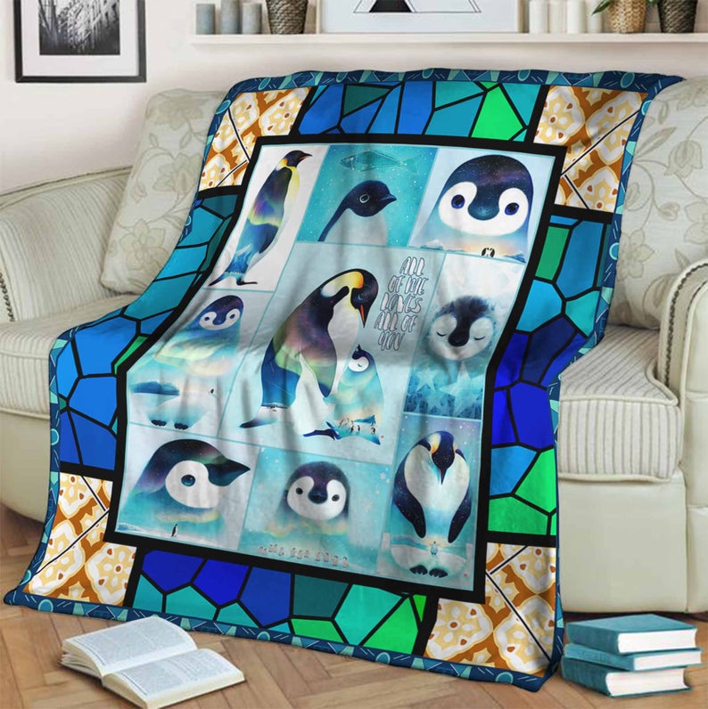 Blanketify To My Kids Penguins Mom And Kid Colorful Penguin Family Fleece Blanket Gift For Family Birthday Gift Halloween Gift Home Decor Bedding Couch Sofa Soft And Comfy Cozy