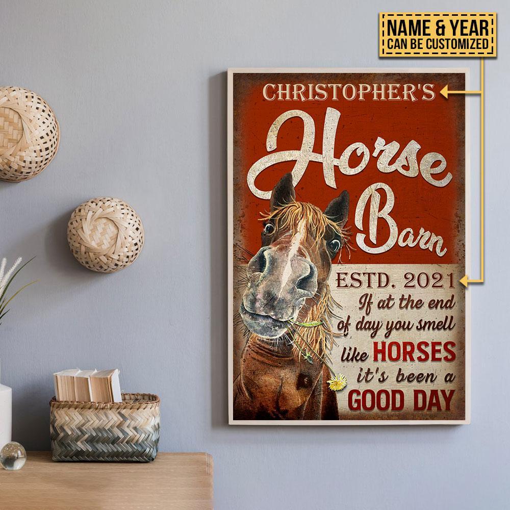 Aeticon Gifts Personalized Horse Barn Good Day Canvas Mom Dad Gift Home Decor