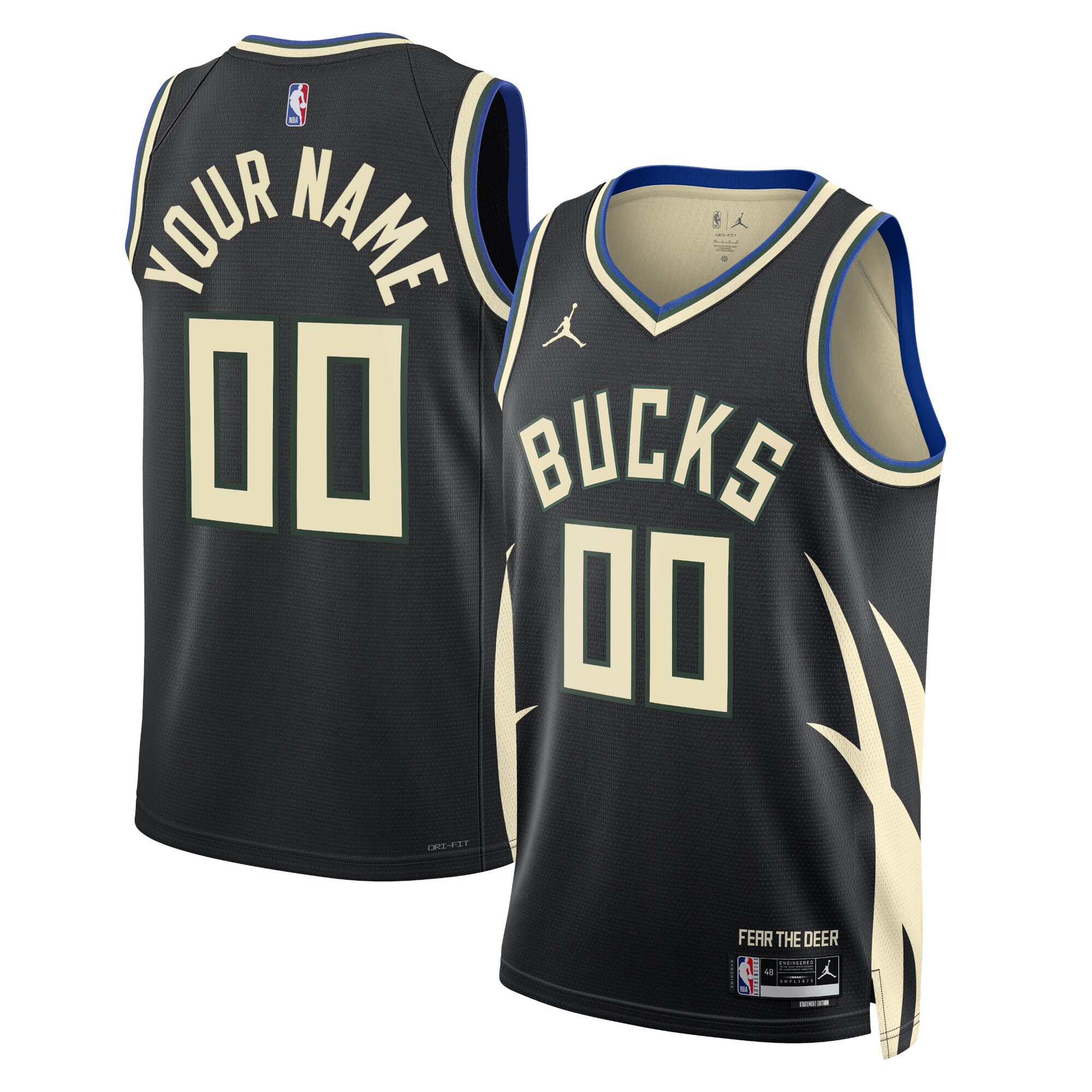 Milwaukee Bucks Jordan Brand Unisex 2022/23 Swingman Custom Jersey – Statement Edition – Black