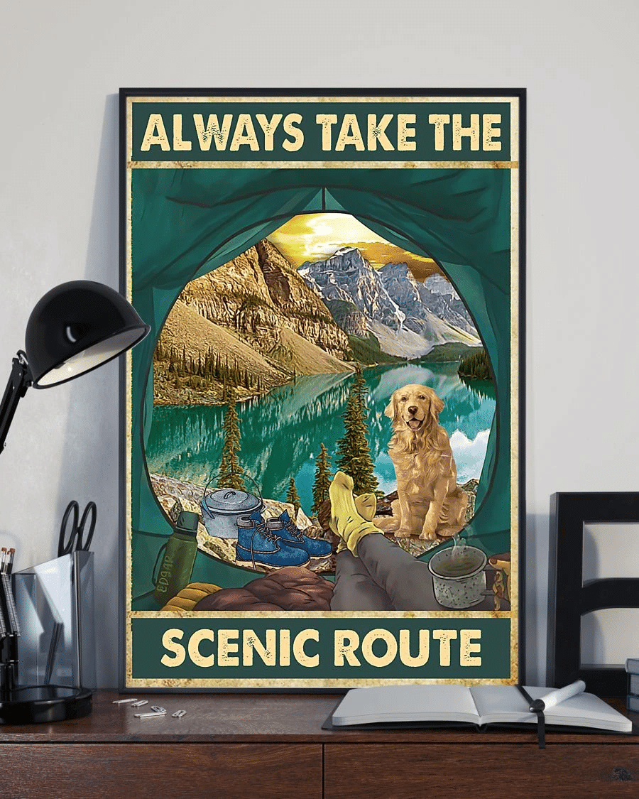 Camping Golden Retriever Dog Poster Canvas – Gifts For Dog Lover Puppies Home Decor Wall Art – Mostsuit Evg81219