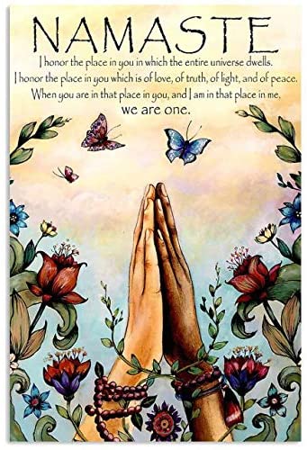 Vintage Butterfly And Flower Yoga Namaste Poster Art Print      Home Decor Gift For Men Women Family Friend On Birthday Xmas