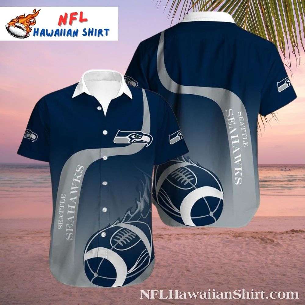 Seattle Seahawks Gridiron Glory Aloha Shirt  Team Spirit Blue And Grey