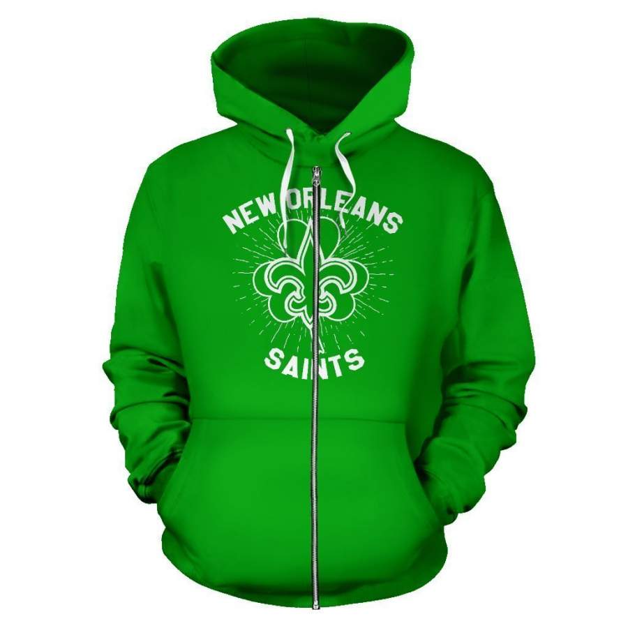 New Orleans Saints  ST Patrick’s Day Zip Up Hoodie