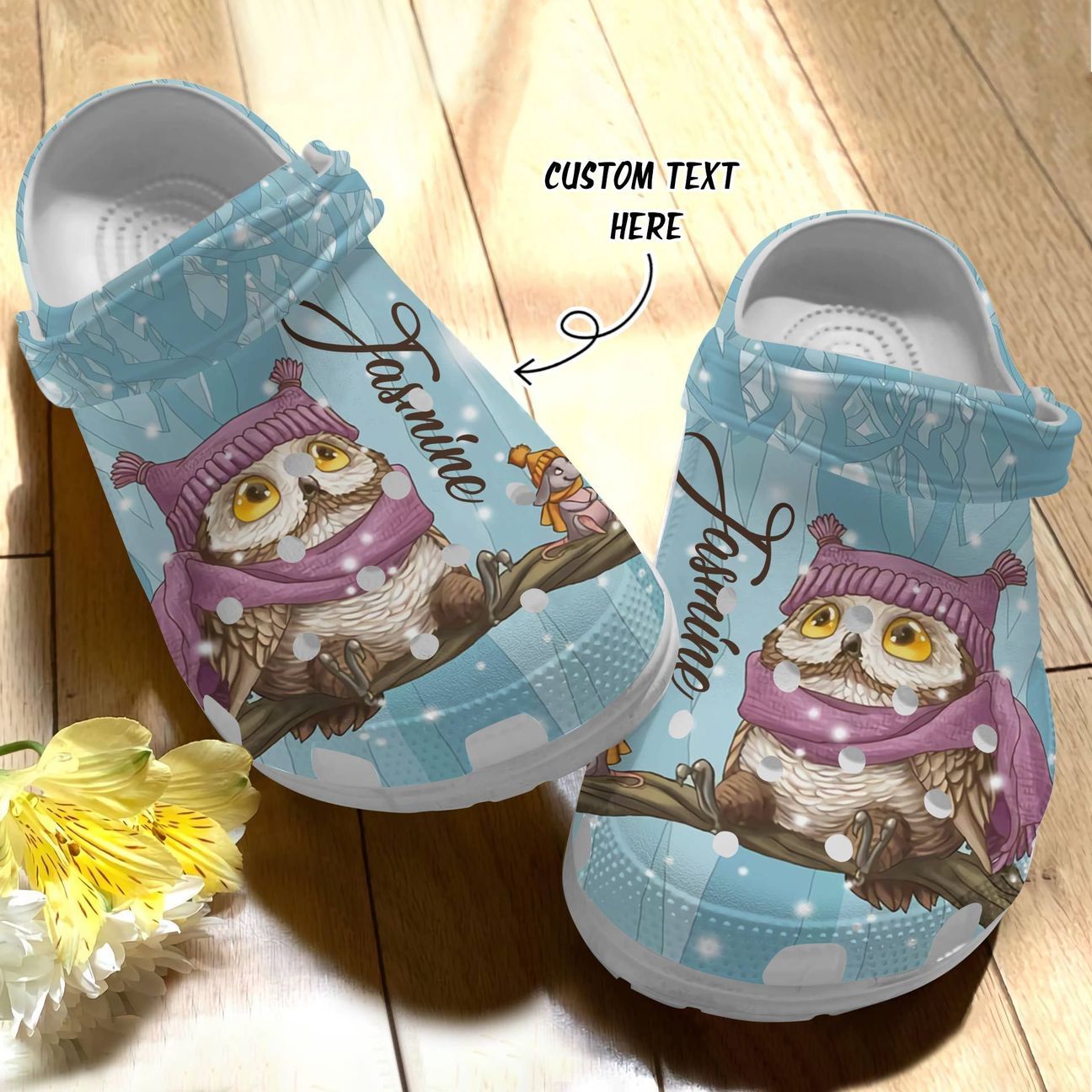 Owl Personalized Personalize Clog, Custom Name, Text, Fashion Style For Women, Men, Kid, Print 3D Winter Owls