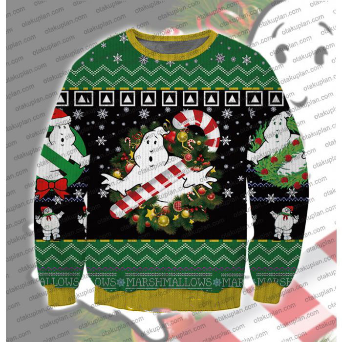 Christmas Ghostbusters With Candy Black Green Sweater