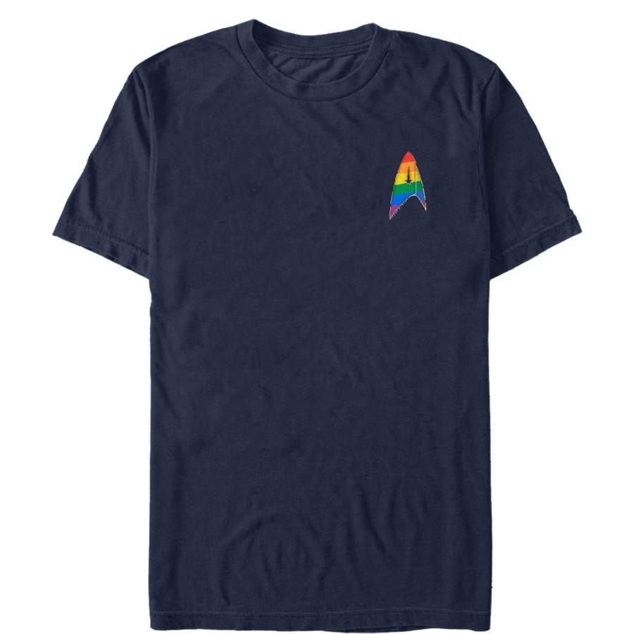 Star Trek Men’s Discovery Rainbow Starfleet Badge  T Shirt