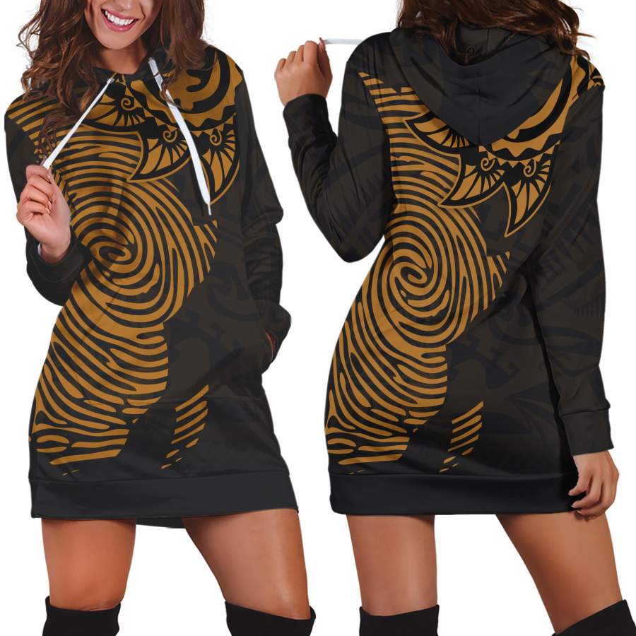 African Map Hoodie Dress-ML