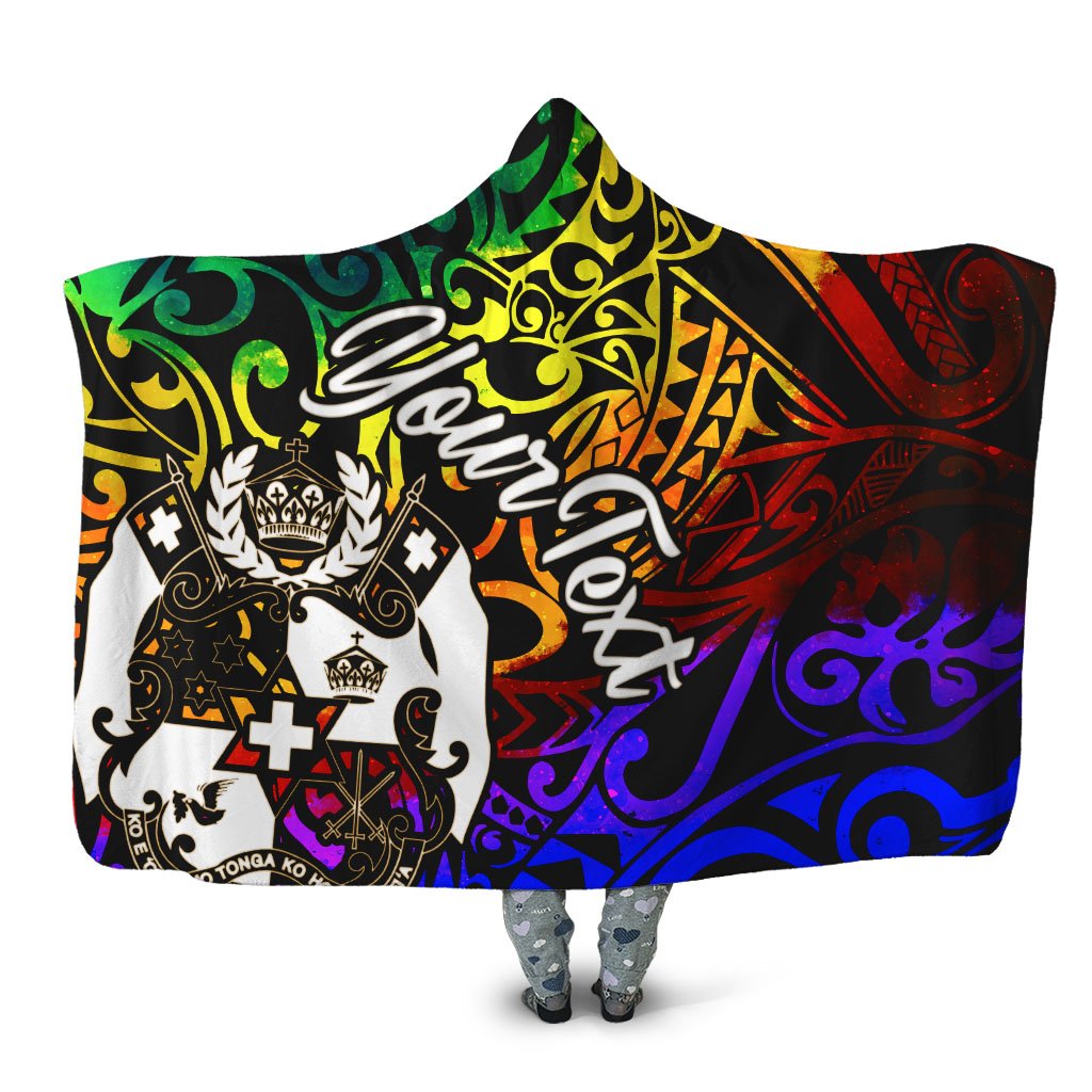 Tonga Custom Personalised Hooded Blanket – Rainbow Polynesian Pattern – BN11