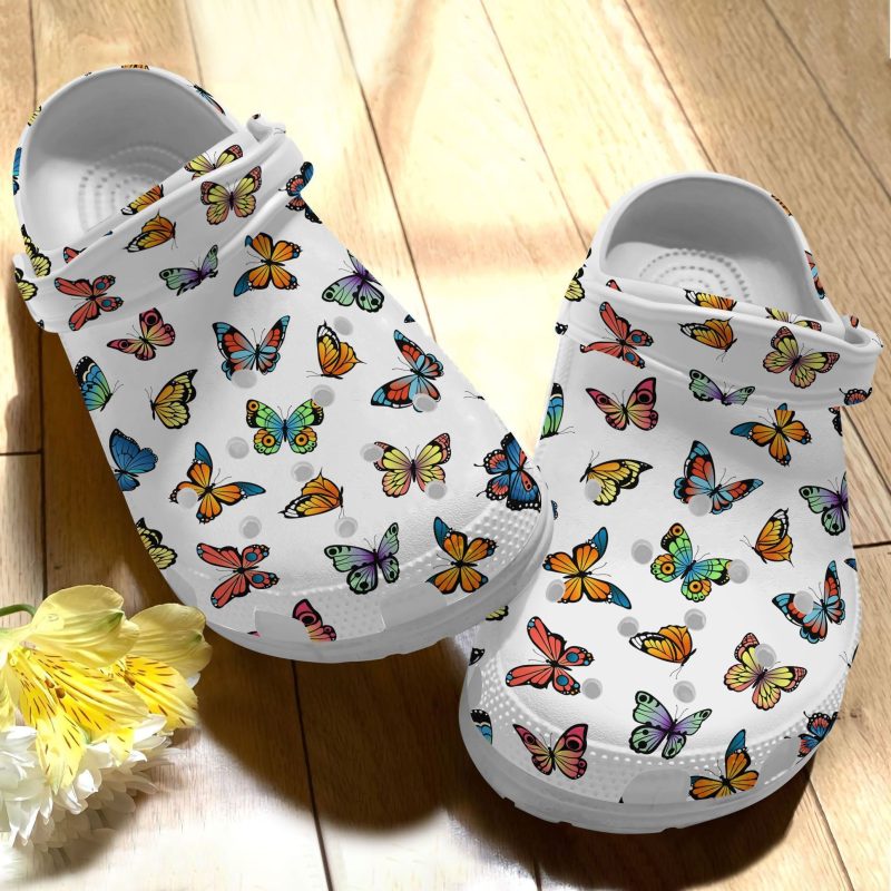 Cartoon Butterflies Croc Shoes – Butterfly Crocbland Clog Birthday Gifts For Daughter Niece