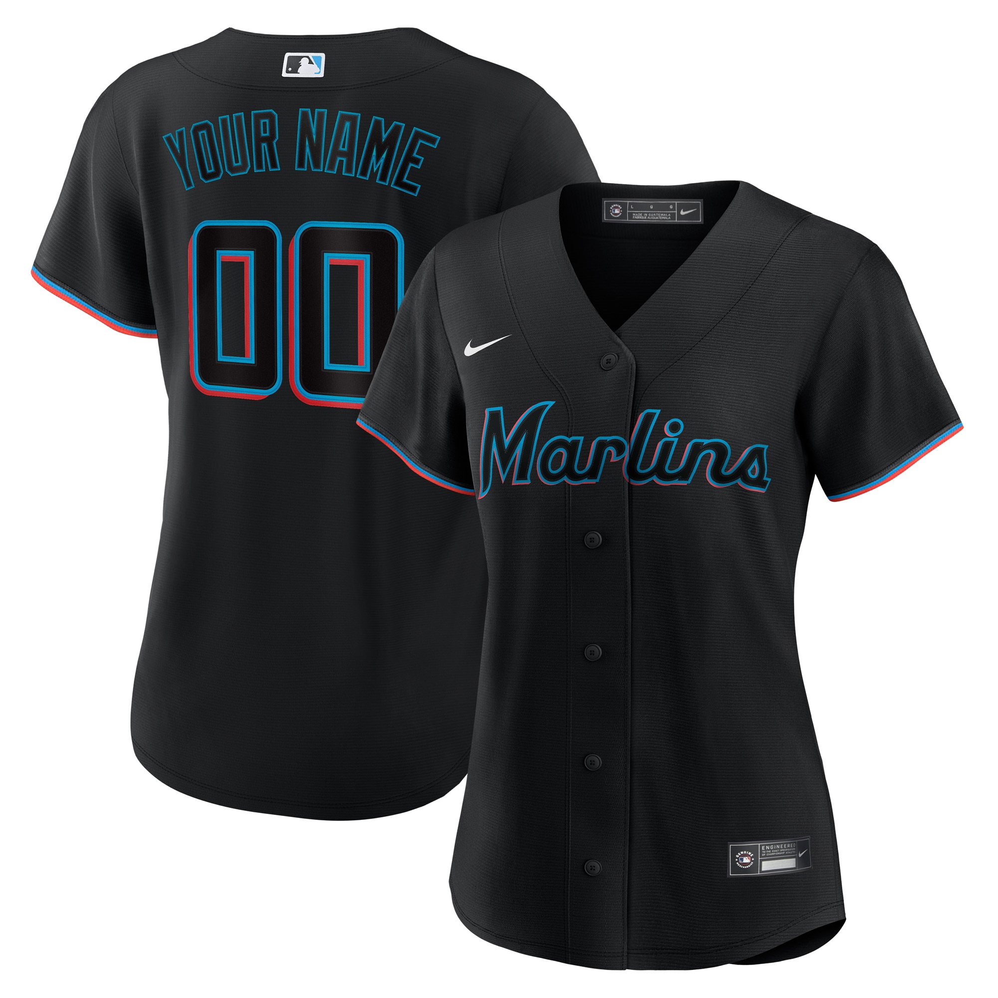 Women’s Miami Marlins Black Alternate Custom Jersey