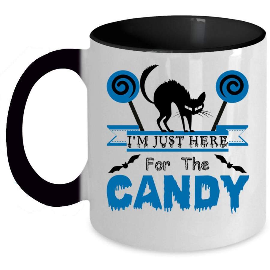 Cute Cats Coffee Mug, I’m Just Here For The Candy Accent Mug