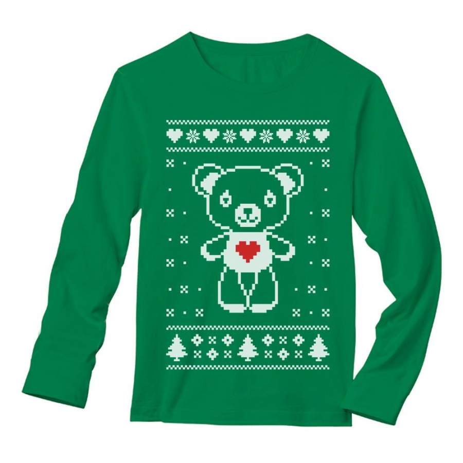 Big White Furry Bear Doll Ugly Christmas Sweater Funny Long Sleeve T-Shirt