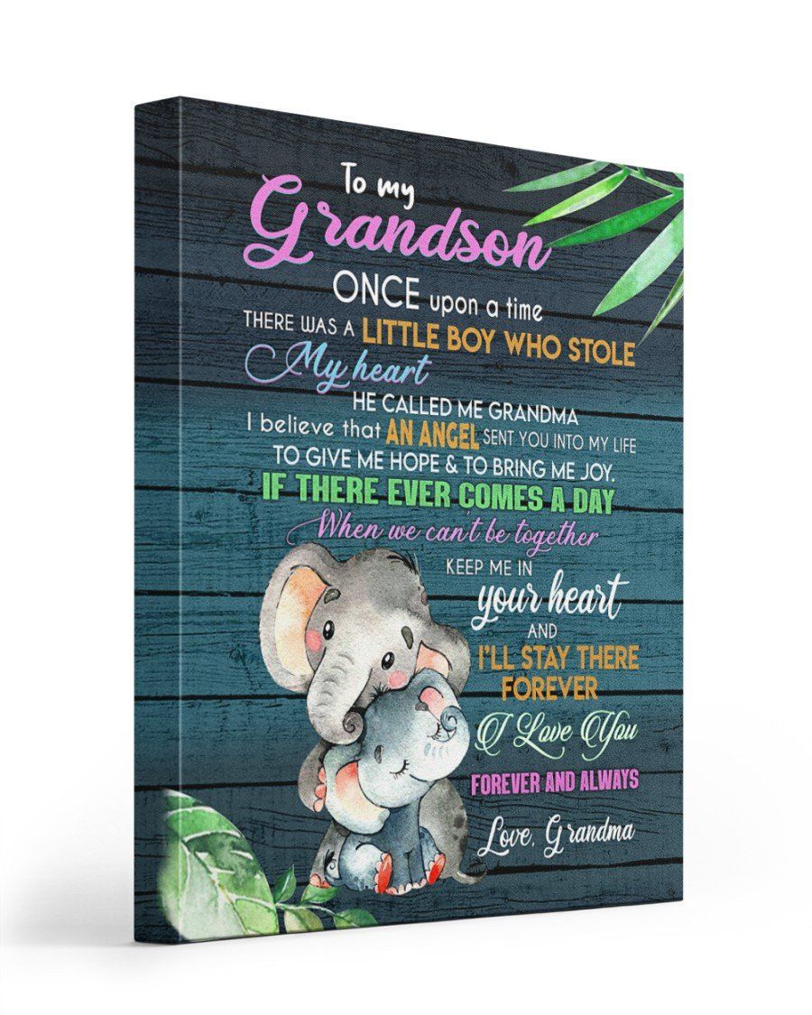 Grandma Matte Canvas To Grandson Elephant Love You Matte Canvas