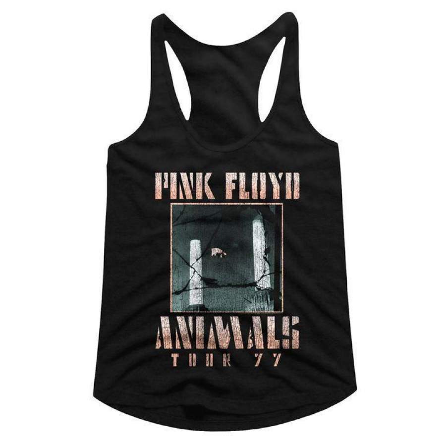 Pink Floyd Animals Tour ’77 Womens Racerback Tank Top Shirt Black