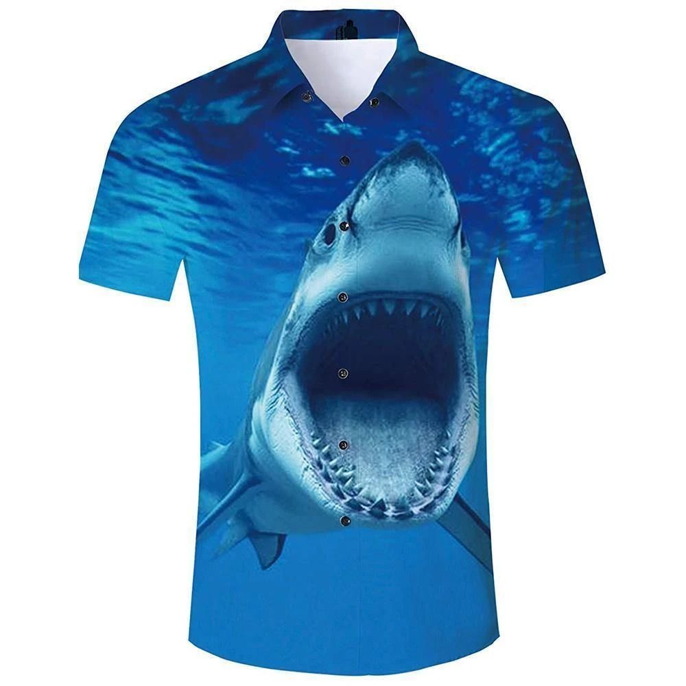 Check Out This Awesome Mens Tropical Beach Hawaiian Shirt Ocean Shark