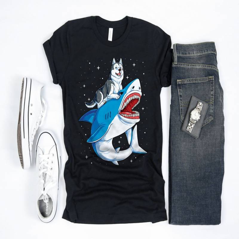 Crushtee Siberian Husky Riding Shark Shirt Husky Dog Siberian Huskies Husky Gifts Shark Lover Shirt Jawsome Shirt Tank Top Hoodie Long Sleeve Hoodie