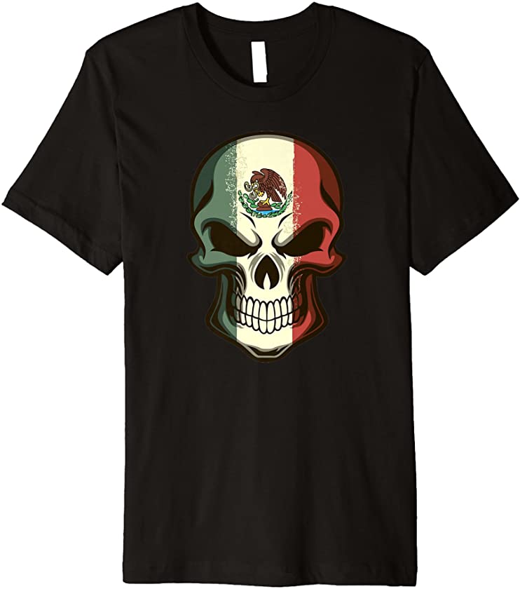 Awesome Mexico Shirts – Mexican Flag Skull T-Shirt