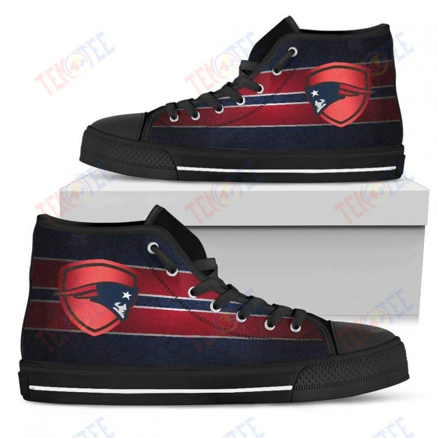 Mens Womens New England Patriots High Top Shoes The Shield Shoes TMT835