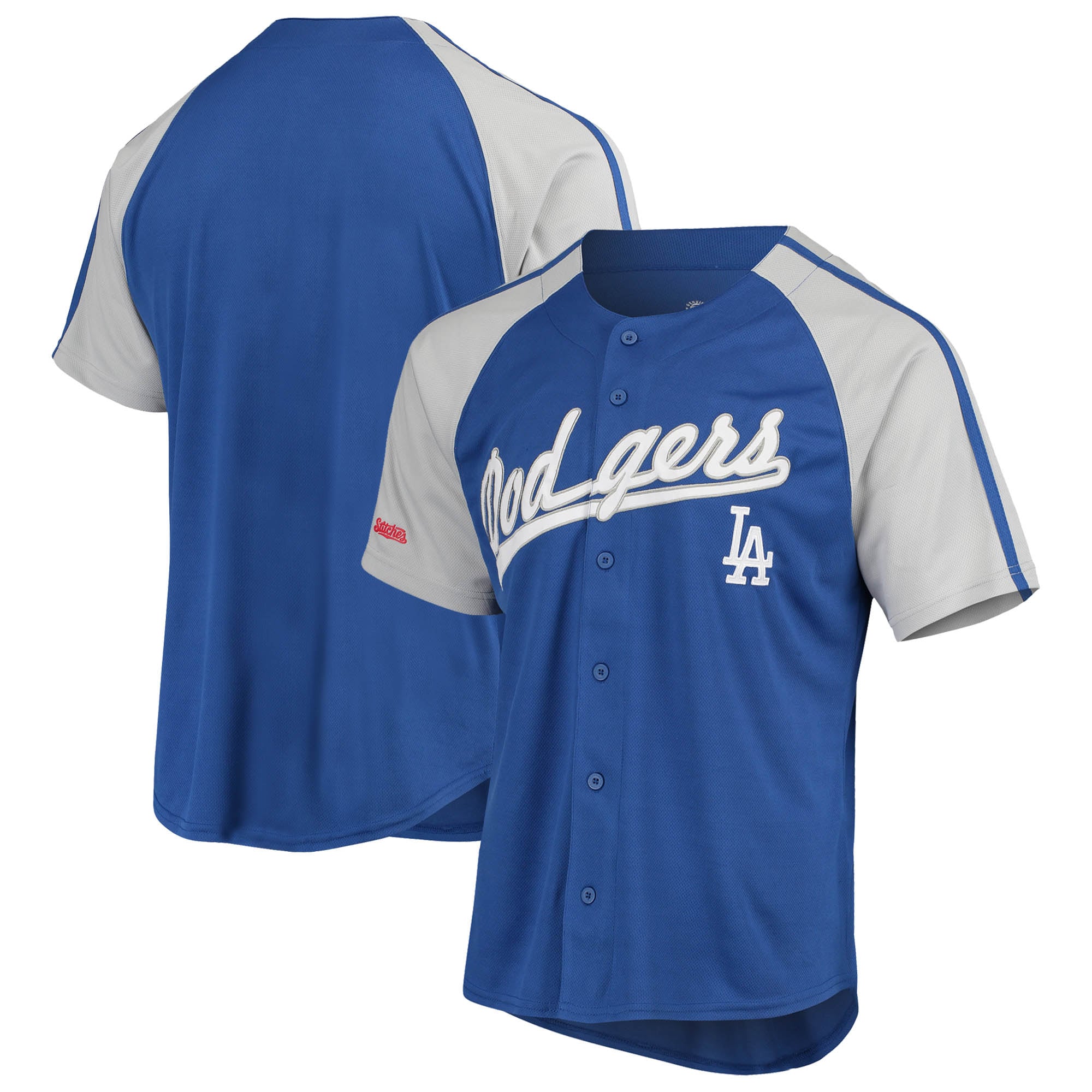 Los Angeles Dodgers Stitches Button-Down Raglan Replica Jersey – Royal